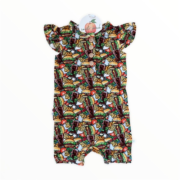 Sweetie Peach bamboo Romper Foodie - Picture 1 of 2